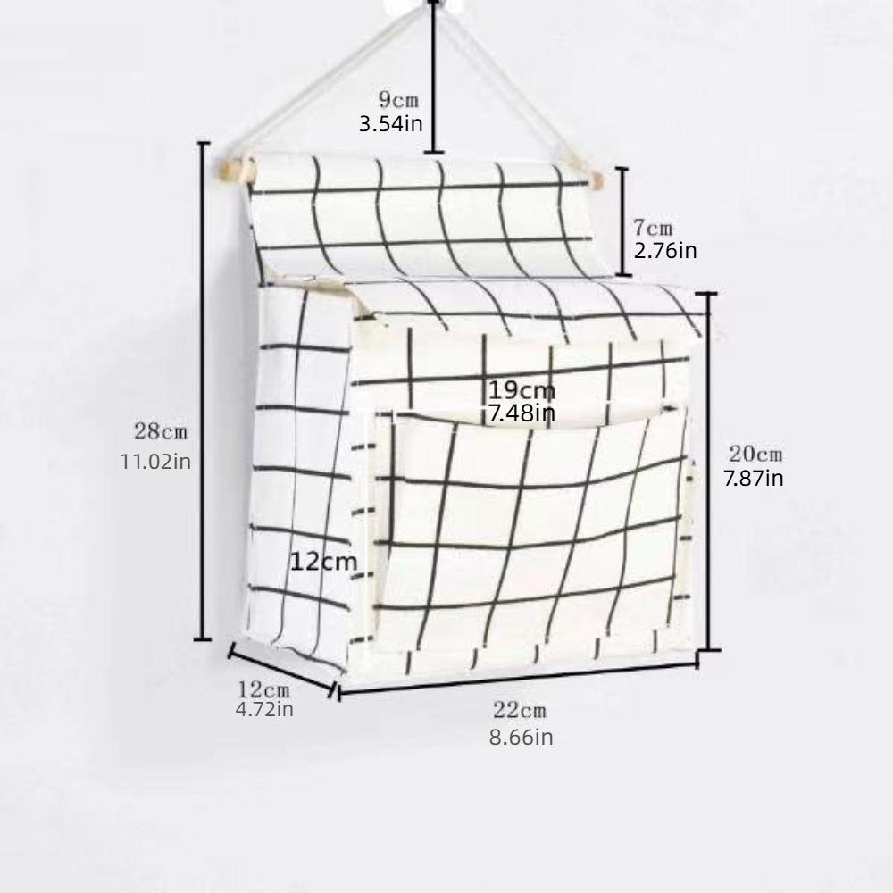 Plaid Sundries Storage Pouches Wall Mounted Bedside Organizer Wall Hanging Bag  Bed Side