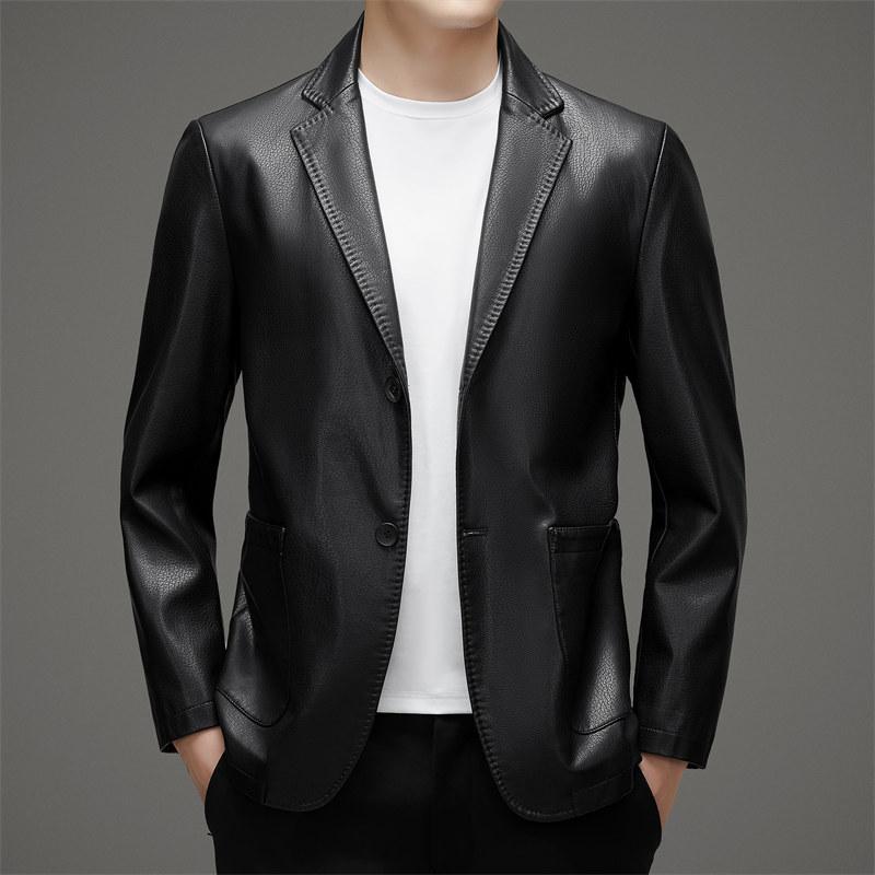 

Осенняя мужская кожаная куртка большого размера, кожаная куртка для костюма, куртка из овчины для мужчин среднего возраста больших размеров M