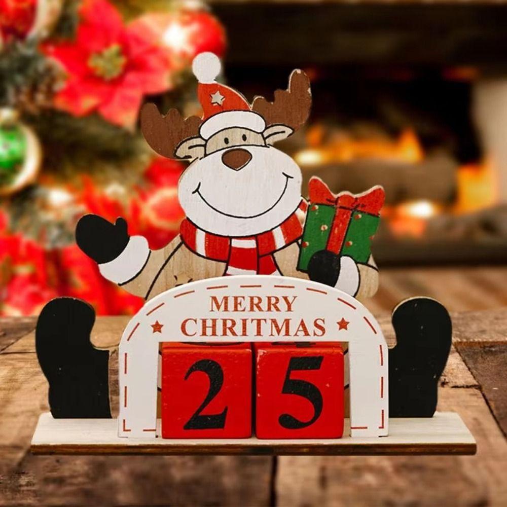 Creative Christmas Countdown Calendar Cartoon Wooden Christmas Calendar  New Year