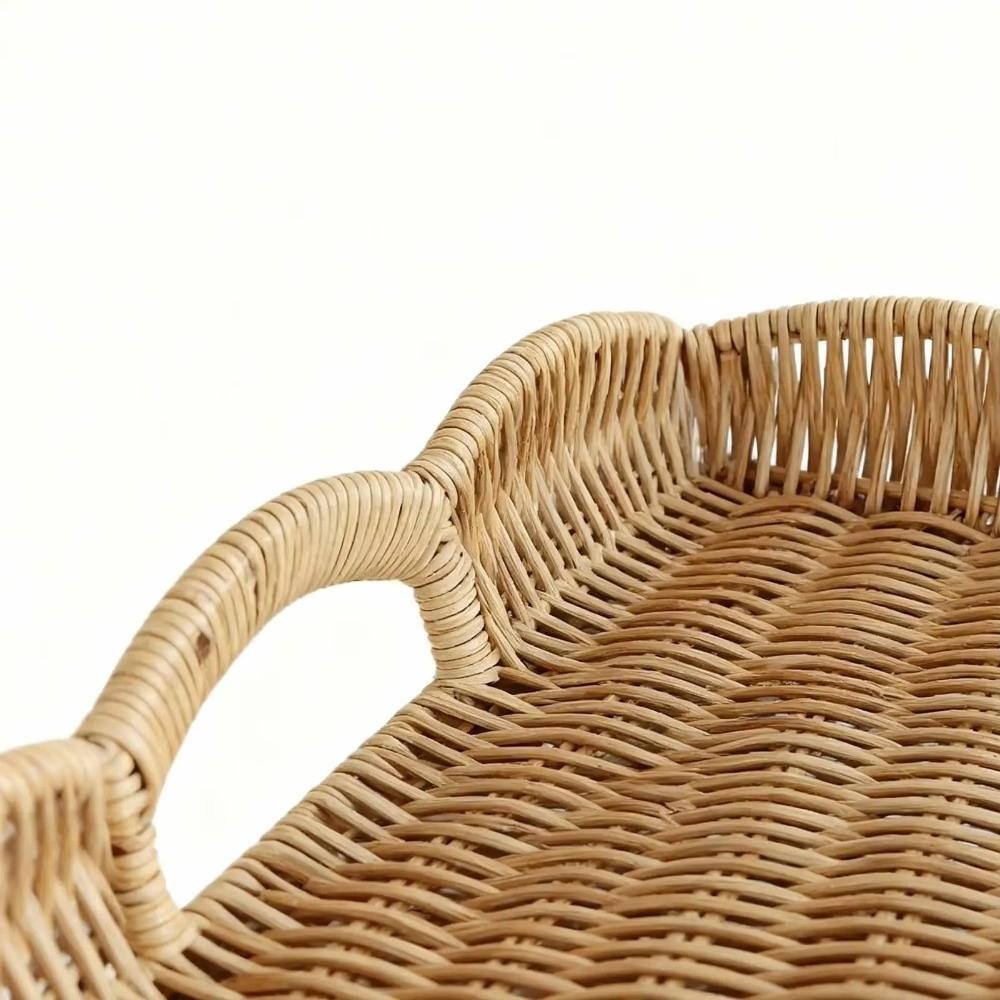 Imitation Rattan Woven Storage Tray Rectangular Woven Decorative Platter Vegetable