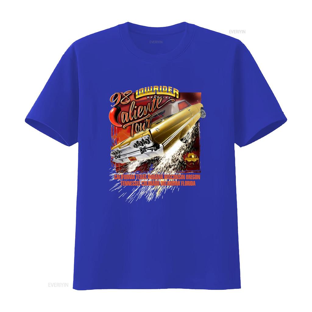 Vintage Lowrider Magazine 1998 Caliente Tour Car T Shirt Retro 90s Cholo Style vintage Washed streetwear fashion Soft graphic