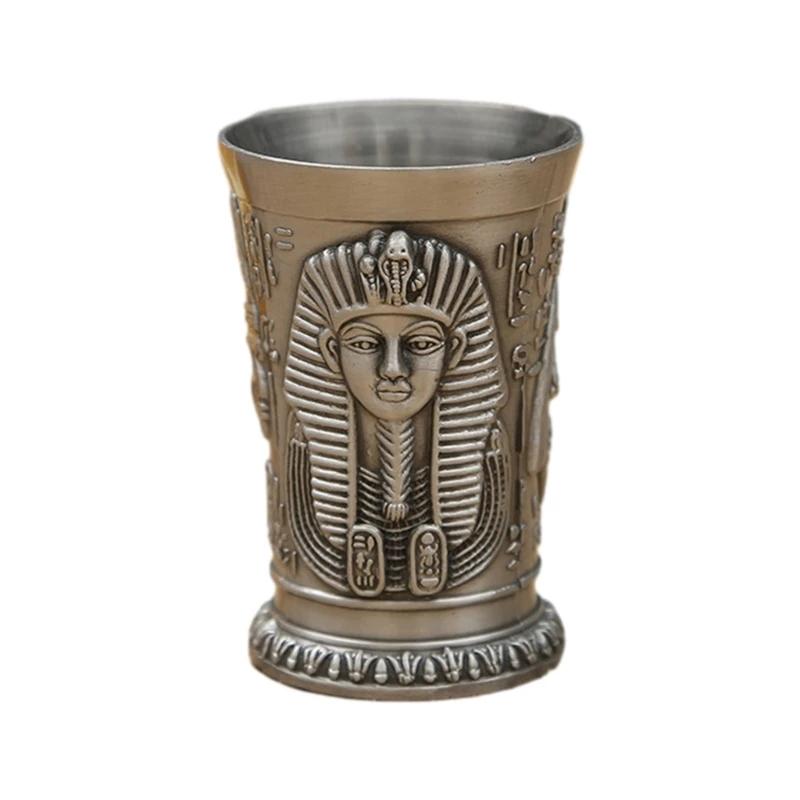 Vintage Metall Ägyptisches Weinglas Pharao Tut Gravur Kelch Metall Cocktail Whiskey Bar Becher Wasserglas Bar Heimdeko