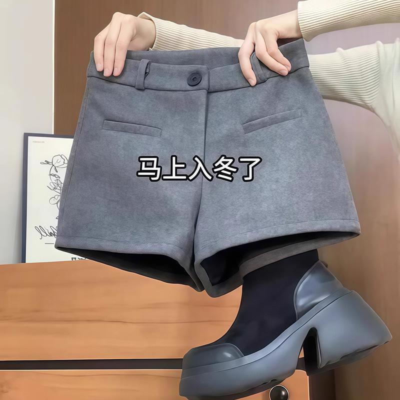 Women's High Waist Wool Shorts Korean A Line Wide Leg Bootcut Shorts Thick Warm Casual Commuter Short Pants For Winter 2026
