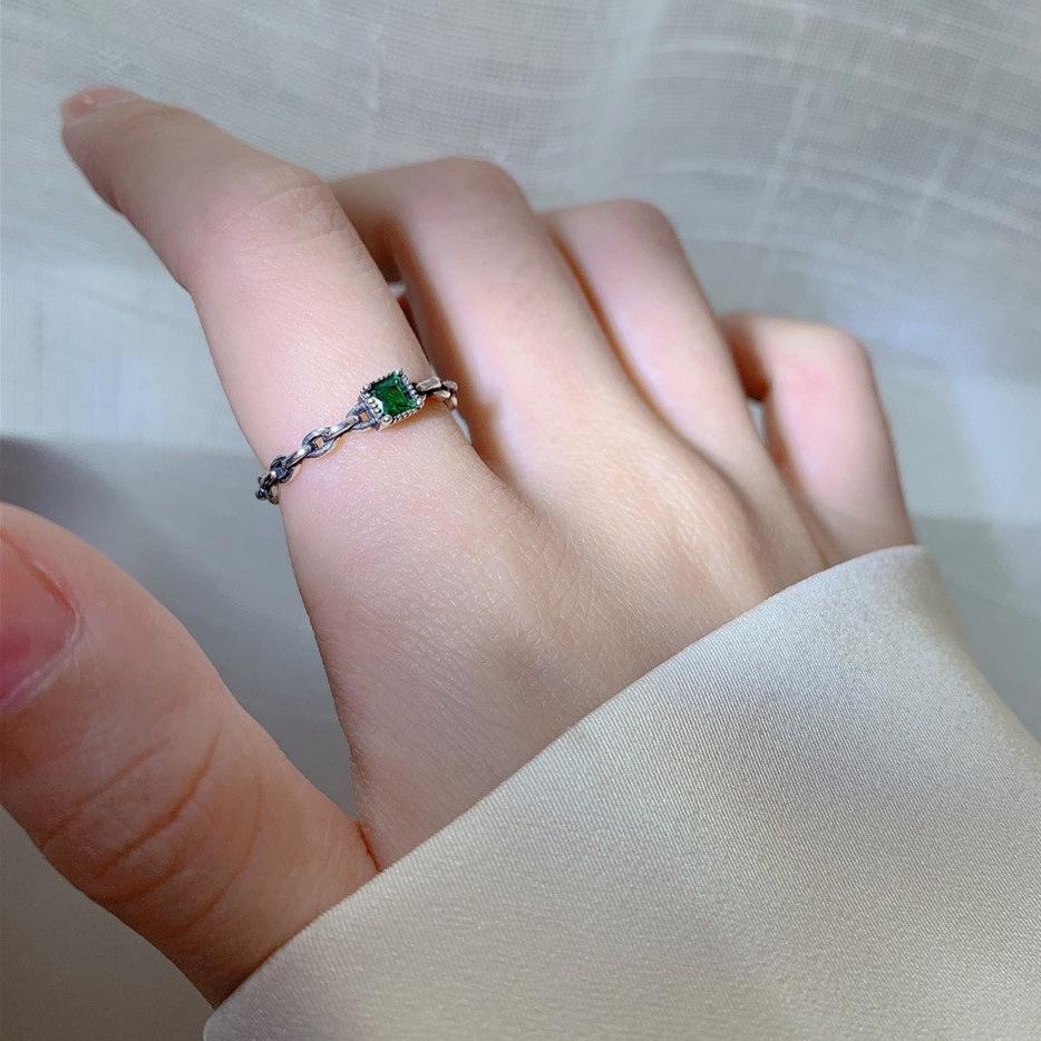 Korean Style Retro Colorful Diamond Open Ring for Women