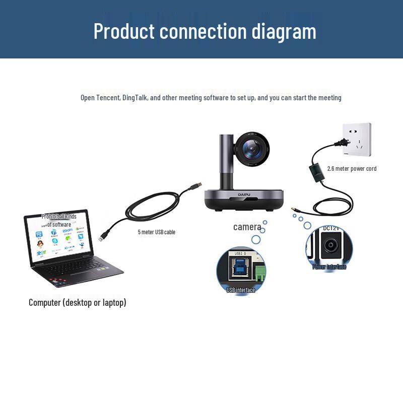 DAIPU 1080P HD USB Video Conference Camera with 10x Zoom (CN version)
