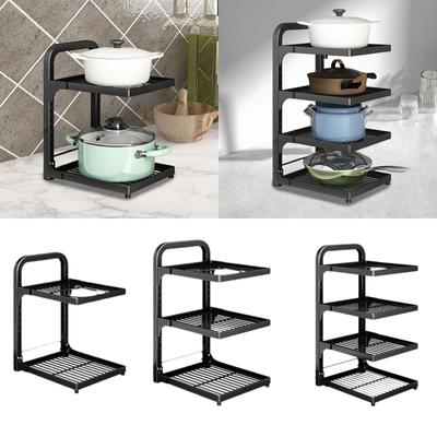 Pot Storage Rack Organizer Cookware Stand Adjustable Pan Rack Holder Pot and Pan Organizer for Under Cabinet for Household Home