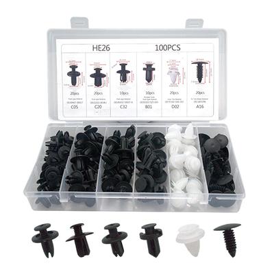 100-teiliges Auto-Befestigungsclip-Kit, Kotflügelnietenclips, Karosserie-Druckhaltestiftnieten, Auto-Clips zur Halterung von Stoßstangentürverkleidungen