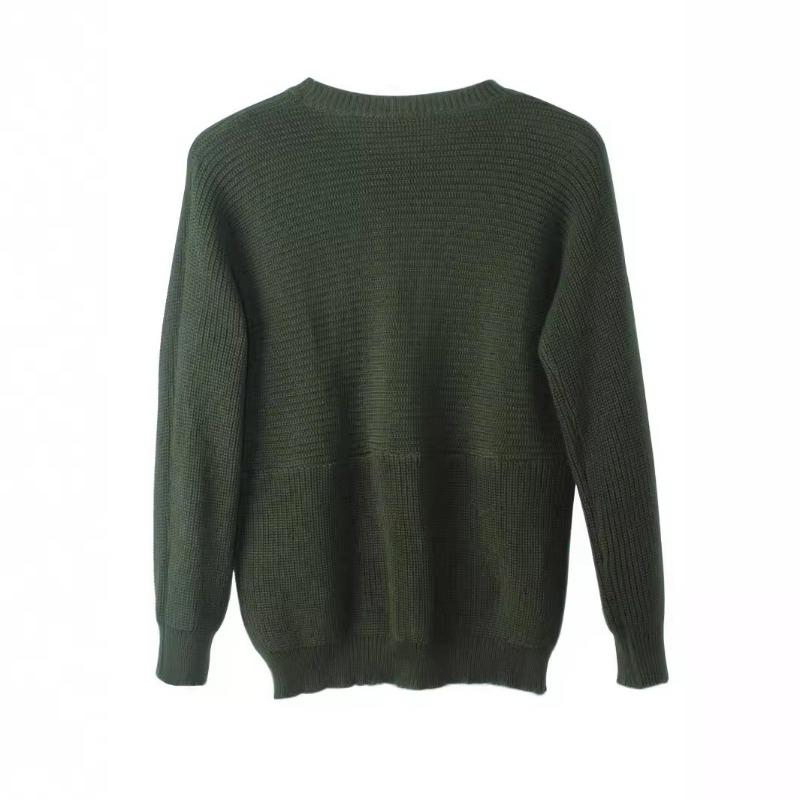 Herbst und Winter Einfarbiger Damen Langarm Strickpullover