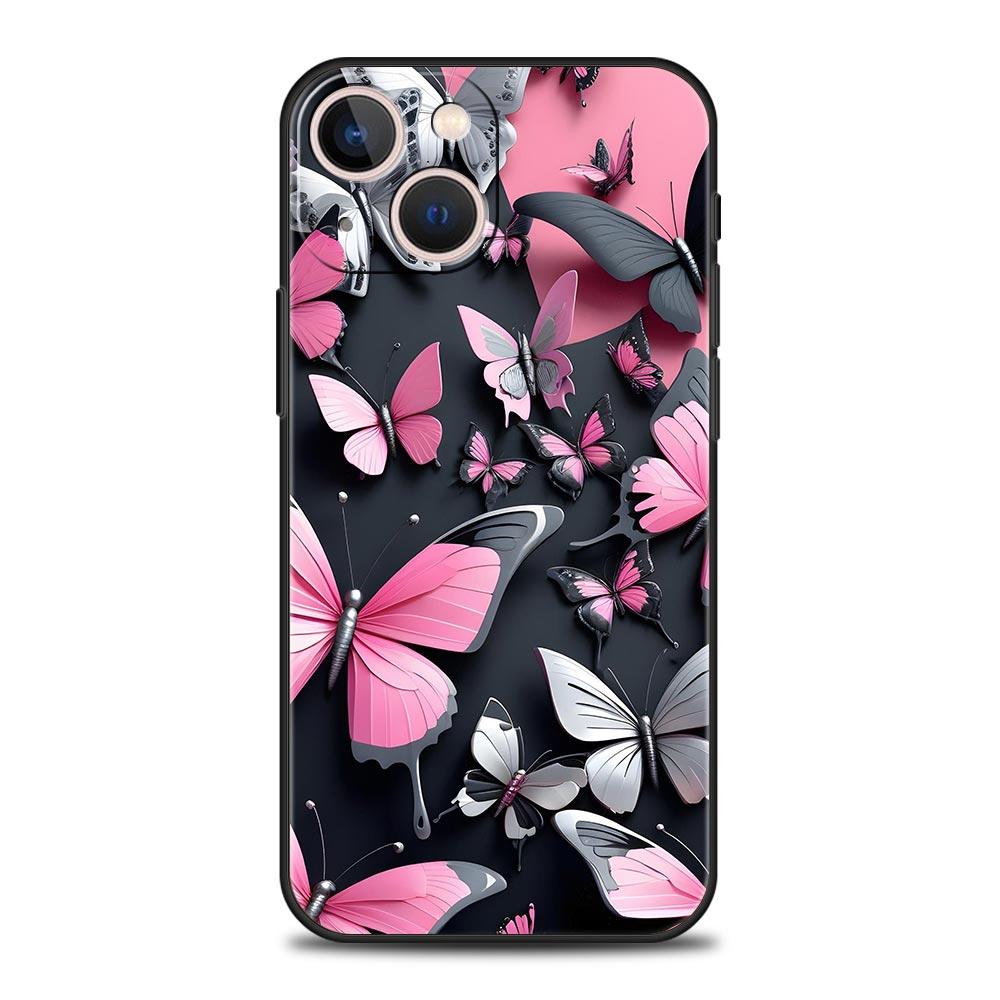 Butterfly Design Phone Case Cover for iPhone 17 16 15 14 13 12 Pro Max 11 Pro Max 17 AIR Plus Shockproof Soft TPU Shell Fundas
