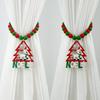 1 Pair Xmas Charm Curtain Tiebacks Wooden Bead Christmas Curtain Ties Beaded Curtain Holdbacks for Drapes Living Room Bedroom Nursery Decor