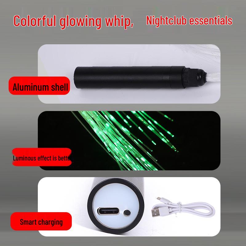 Bunte LED Faseroptik Tanzpeitsche: Nachtclub- & Performance-Leuchtaccessoire