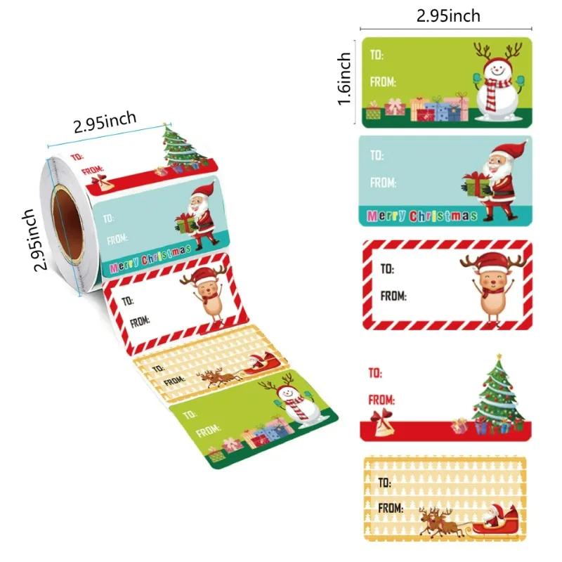 Christmas Self-adhesive Stickers Rolled Self-adhesive Decorative Envelopes Gifts Christmas Labels Holiday Atmosphere Supplies