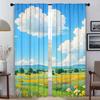 Healing Is a Pastoral Illustration Kitchen Curtains 2 Pieces Home Interior Curtains for Camera Window Curtain Shades Partition