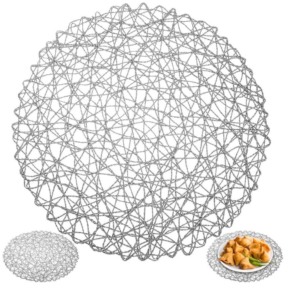 Gray paper table mat, round, 35 cm