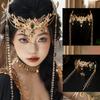 Exotic Princess Hanfu Hair Crown Headband Tassel Forehead Jewelry Headpiece for Women Chinese Ancient Costume Wedding
