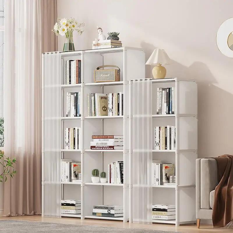 Raft pentru cărți cu mai multe straturi Dulap de depozitare cu asamblare ușoară pe podea Suport de prezentare minimalist pentru casă pentru ornamente și biblioteci deschise