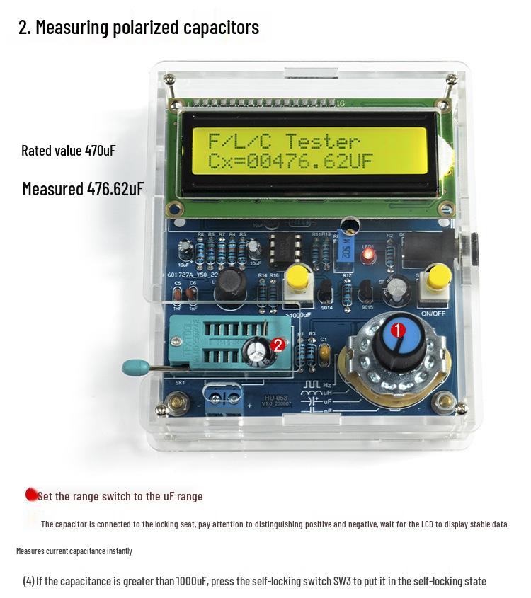 Capacitance & Inductance Meter Frequency Tester DIY Kit - 51 Single-Chip Circuit Board for Soldering Practice