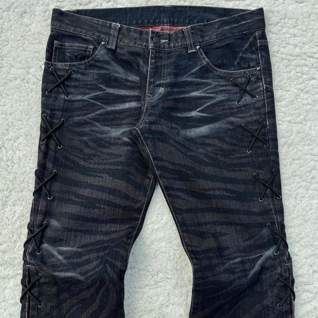 European, American high street jeans side straps retro goth trend versatile ins micro-pull trousers