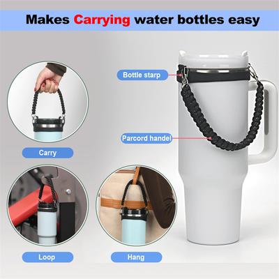 Silicone Water Bottle Handle Sling Holder with Shoulder Strap Fit Most 40OZ Bottles Universal Bottle Lanyard Adjustable Strap