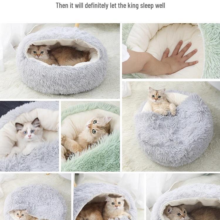Universal Cat House & Bed: All-Season Enclosed Pet Bed for Cats & Dogs, Cozy Winter Warmth