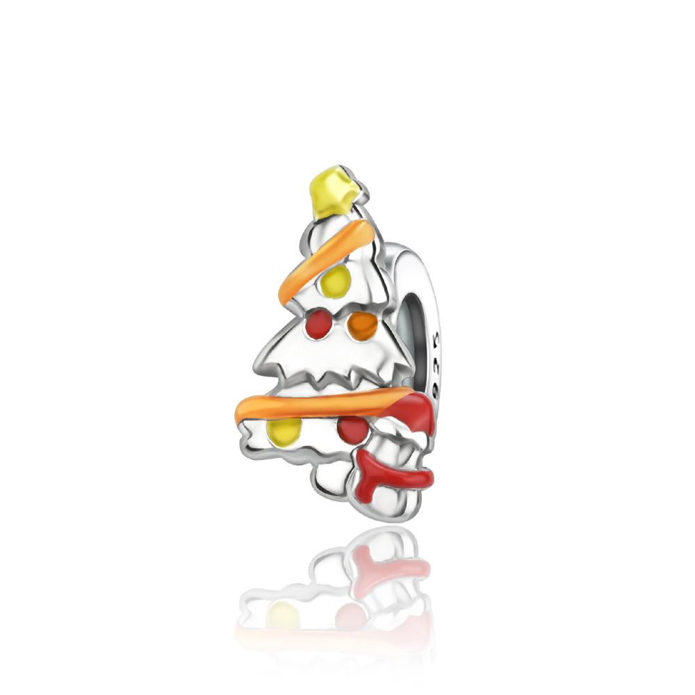 Holiday Series 925  Silver Merry Christmas Pine Tree Sleigh Snowman Stocking Charm Fit DIY Bracelet Necklace Party Gifts