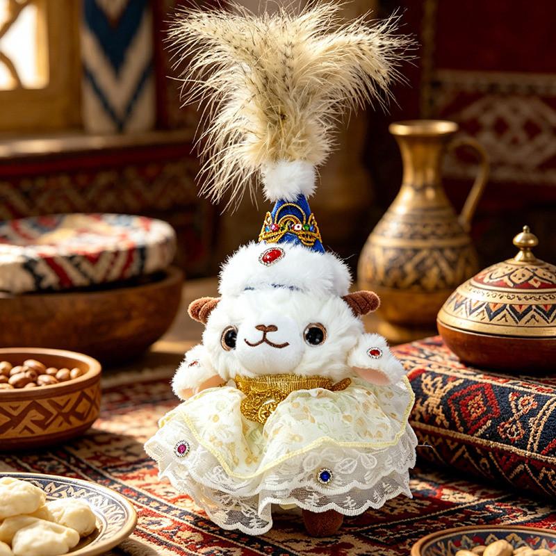 Sheep Plush Toy With Traditional Ethnic Design For Collectors And Giftgiving