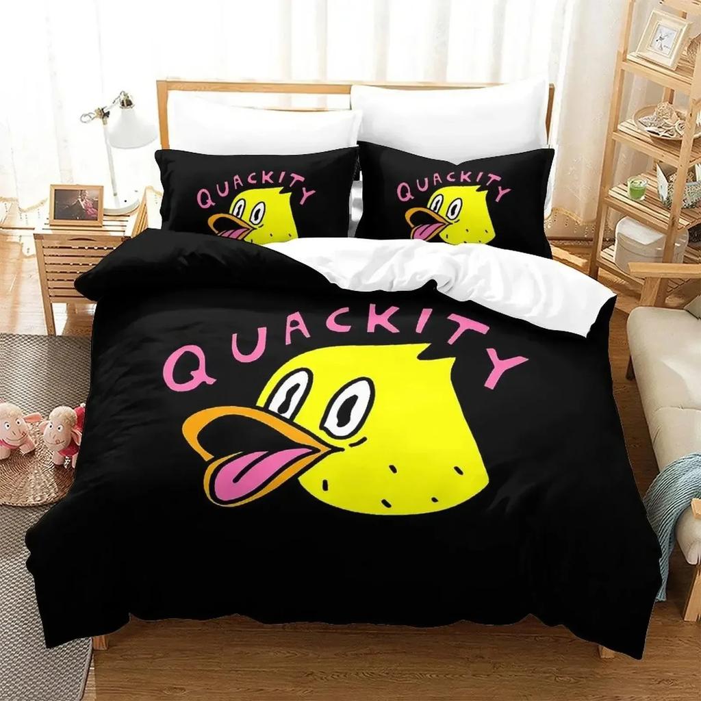 3D Print Cartoon Quackity Duck Bedding Set Duvet Cover Bed Set Quilt Cover Pillowcase Comforter King Queen Size Boys Bedding Set