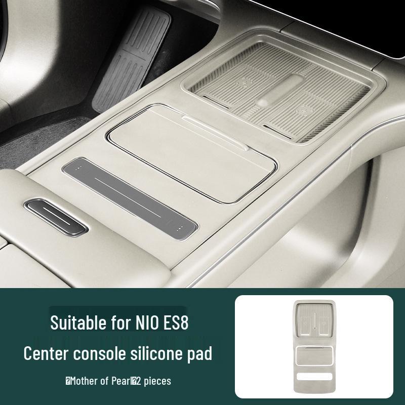 Wireless Charging Pad & Non-Slip Gear Shift Storage for NIO ES8: Fits 26 Models, Full Console Wrap Modification