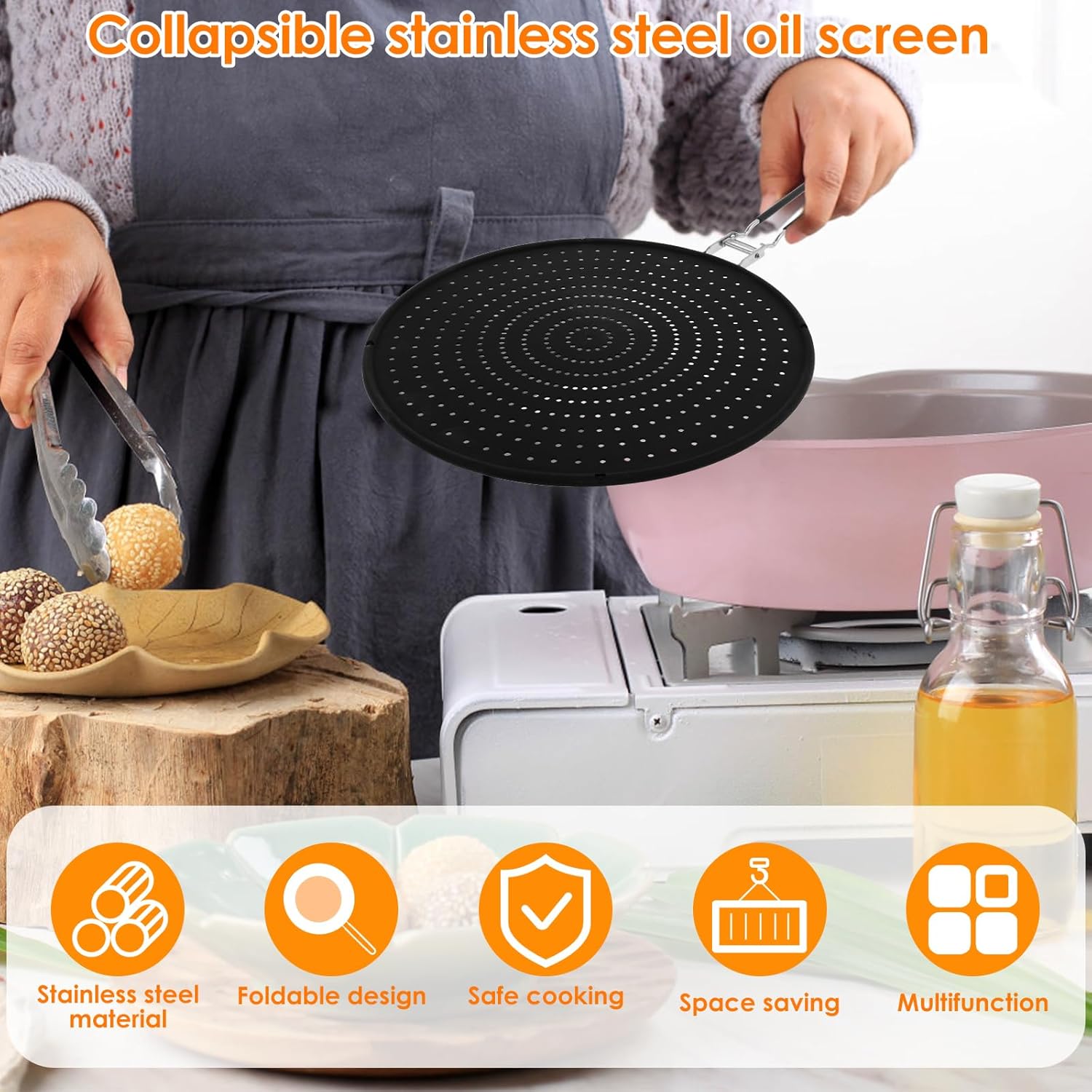 2Pcs Mesh Splatter Screen Silicone Frying Pan Screen Effective Pan Splatter Guard Easy to Clean Oil Splatter Screen Safe Reliable Splatter Screen