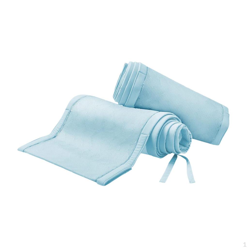 Baby Breathable Mesh Liner Bed Guard Supplies for Full Size Crib Protective Blue
