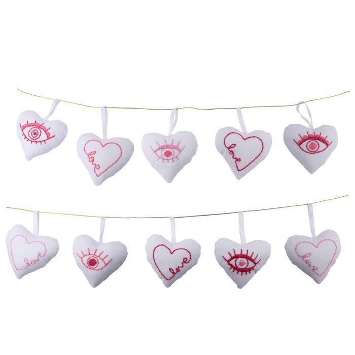 Coeurs en coton - Sodertex - Pack de 10 - 9x8 cm - Idéal pour loisirs créatifs - Hypoallergénique