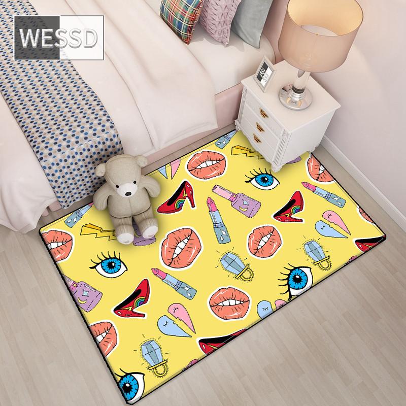 Pink Carpet For Bedroom Fashion Cartoon Rug Washable Children's Play Carpet Soft Non-slip Living Room Decoration Floor