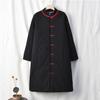 Johnature Vintage Women Long Sleeve Coats Winter Pockets Cotton Linen Solid Color Loose  Female Parkas