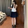 Navy Blue Skirt Women's Summer Thin New High-waisted Skirt