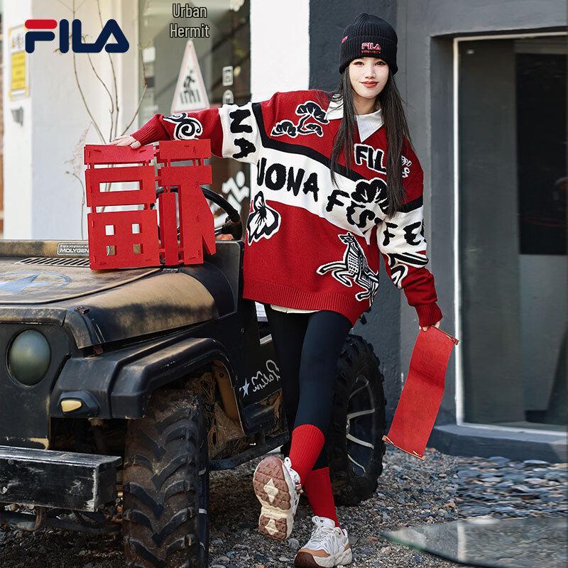 FILA Embroidered Loose Pullover Sweater M