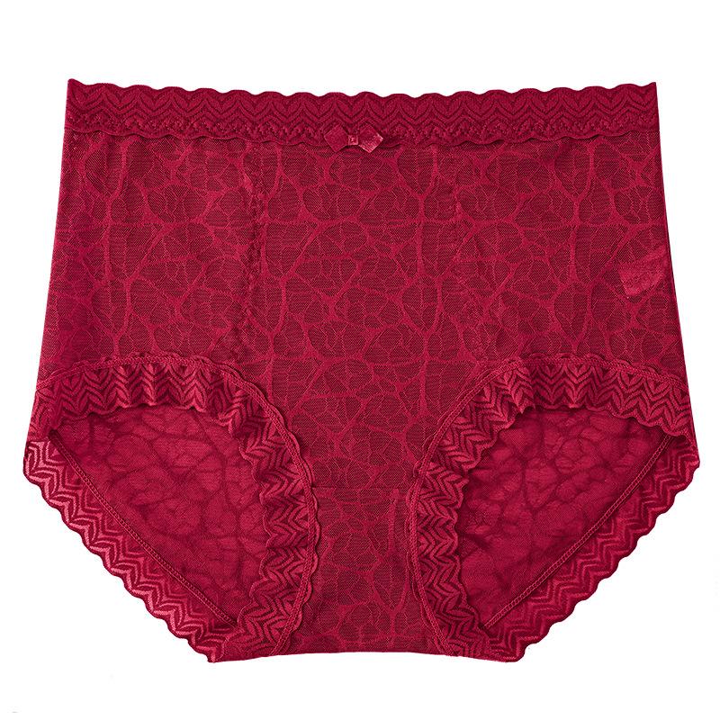 Big Size Ladies Summer New Sexy Lace Breathable No Mark High Waist Belly Triangle Briefs