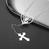 Heart Virgin Mary Cross Y Lariat Necklace Stainless Steel Religious Our Lady Pendant Necklace Christian Faith Jewelry Gift