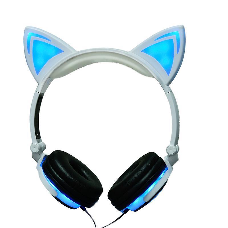 Foldable Headset Flashing Glowing Cat Ear Earphone With LED Light Game Headphones For PC Laptop Computer Mobile Phone