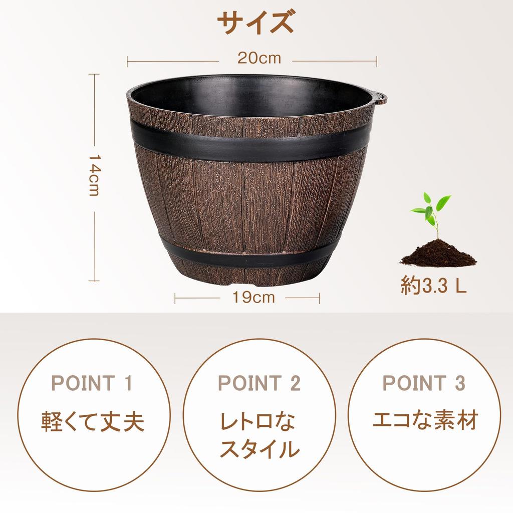 VECELO Planter Set (2 Pots): 19cm Wide X 14cm High. Plastic Planter with Saucer and Drainage Holes. Stylish Design for Succulents, Houseplants, and Ot