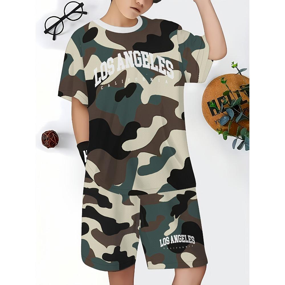 Boys Fashion Set, Classic Green+Khaki+Black Camouflage Pattern 150