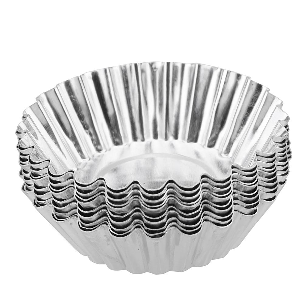 Reusable Non-stick Ripple Egg Tart Mold Aluminum Alloy Flower Shape Cupcake Mold Pudding Jelly Mold Muffin Baking Cup 10pcs/set
