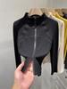 Women's Slim Fit Long Sleeve Thermal T-Shirt, Half-High Collar, Double-Sided Fleece, Double Zipper, Autumn/Winter 2025.