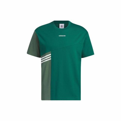 

adidas color-block striped sports crew neck short sleeve T-shirt, unisex, green XS зелёный