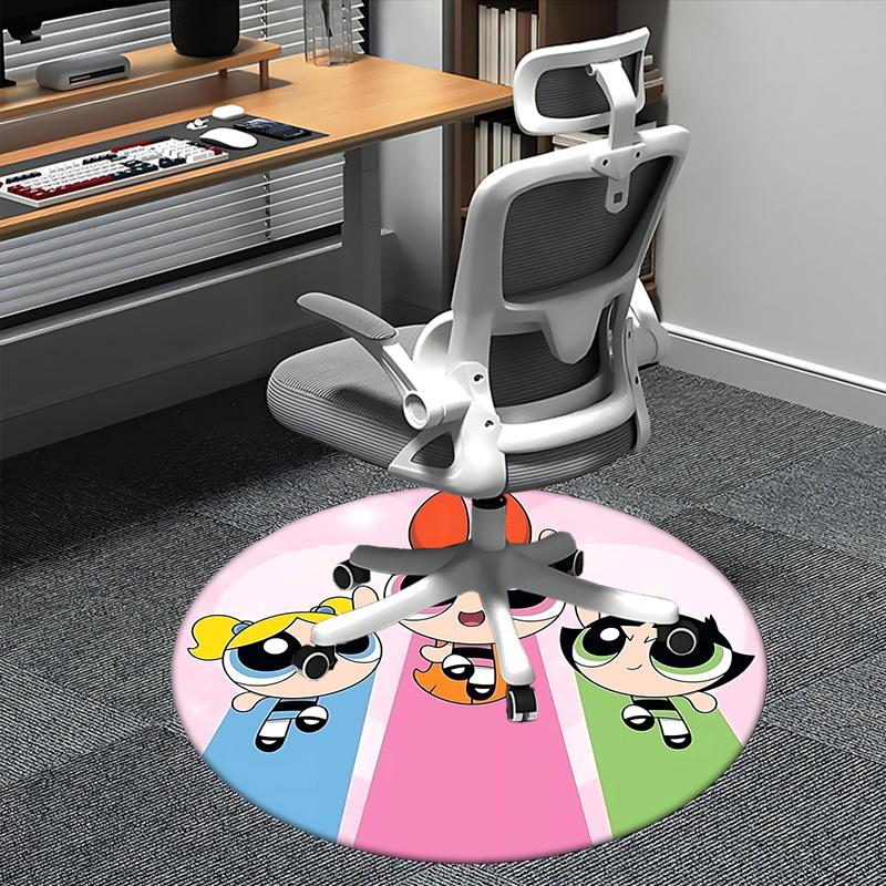 

Powerpuff Girls Chair mat Round Rug-Office carpet, Machine Washable, Non-slip, Suitable for Living Rooms, Bedrooms 80cm
