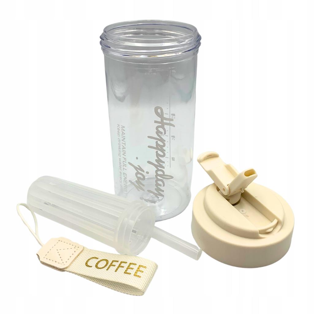 Water Bottle Drink With Straw Durable With Graduated Filter 600 Ml