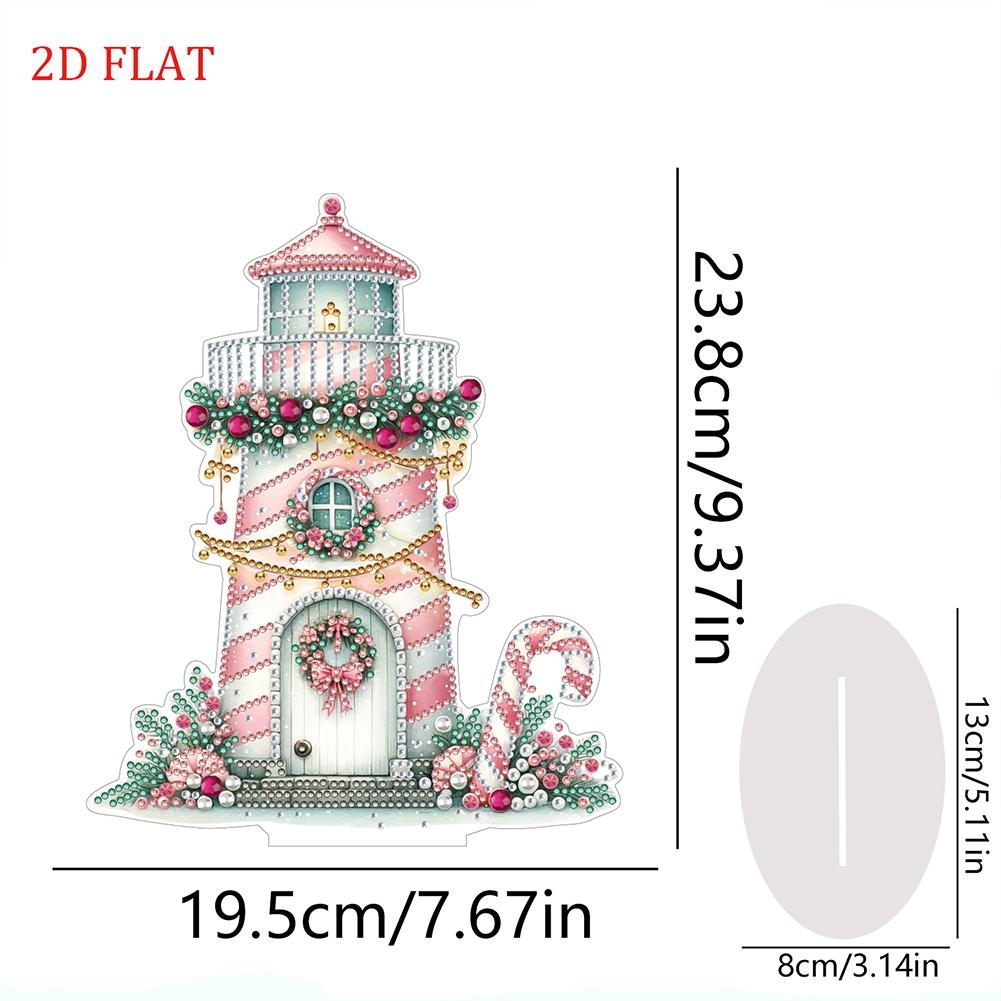 

2D/Flat Xmas Lighthouse DIY Diamond Painting Tabletop Ornaments Kit Special Shape Diamond Diamond Painting Desktop Ornaments Kit