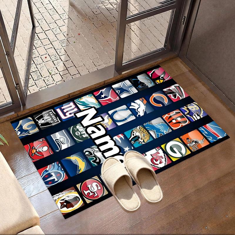 Custom Name Personalized NFL Print Carpet, Versatile Home Decor Rug, for Playroom, Apartment, Balcony, Entryway, Hallway Gift