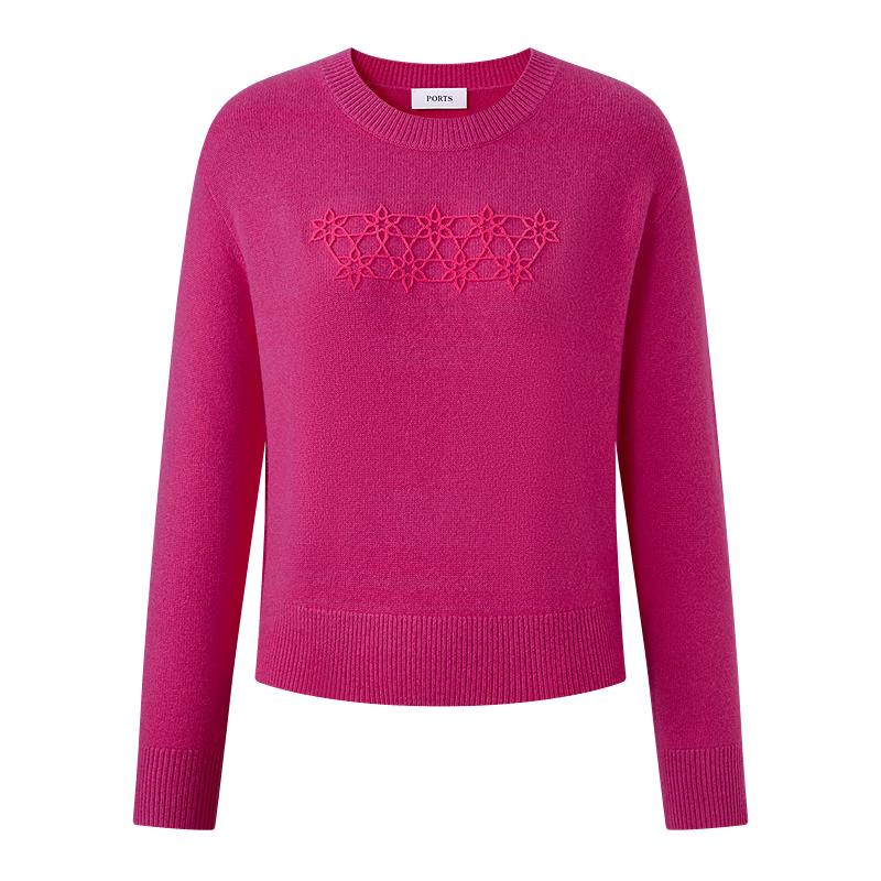 

PORTS Women s Pink Wool-Cashmere Pullover XL