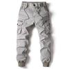 Men's European & American Cargo Jogger Pants - Autumn/Winter, Drawstring Elastic Waist, Casual Style