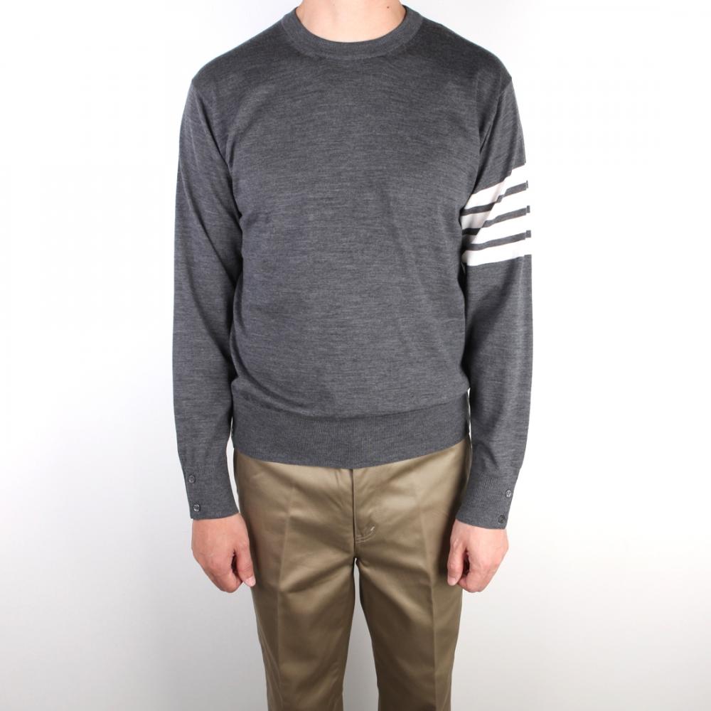 

22SS Thom Browne Knit из мериносовой шерсти, круглый, средне-серый MKA002AY1014038